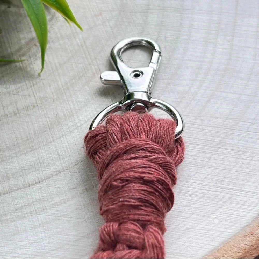Boho Handcrafted Macrame Wristlet Brick color Keychain